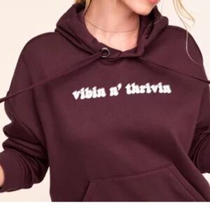 Adore Me Women’s “vibin n’ thrivin” Sweatshirt Hoodie color wine Like New Medium